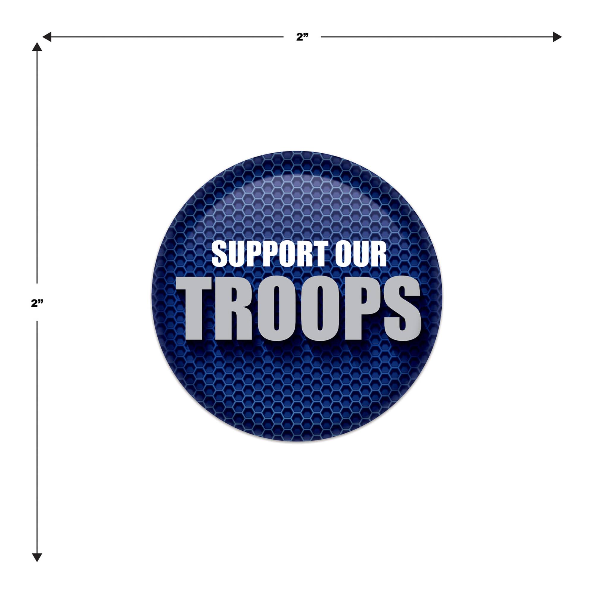 Beistle 2" Blue & Silver Support Our Troops Buttons, 6ct.